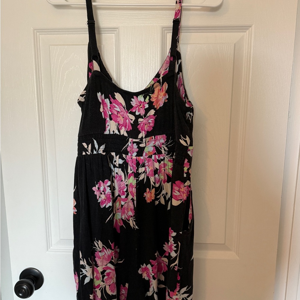 Torrid Super Soft Knit Romper with Pink and Black Floral Design